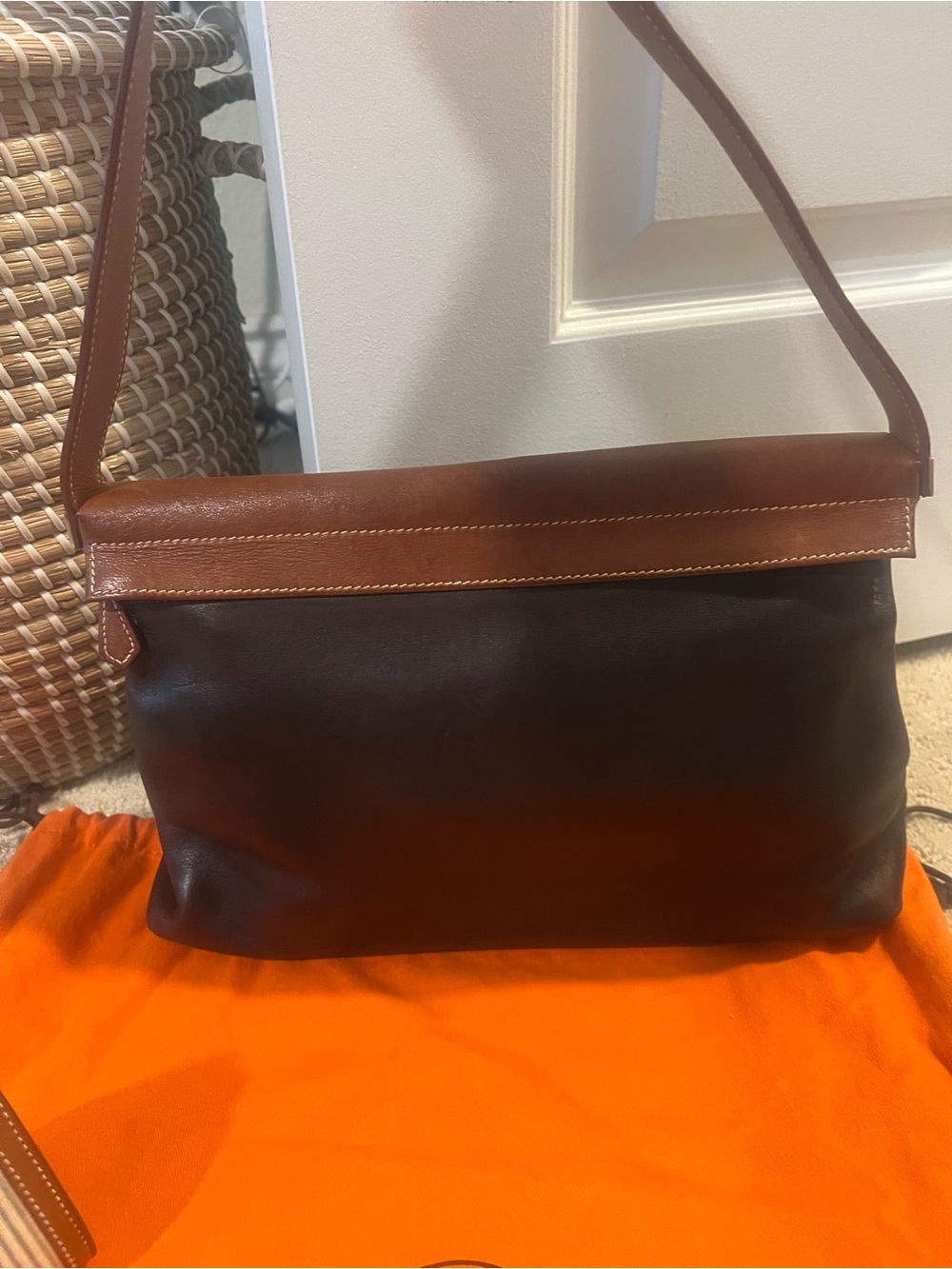 Hermès vintage Yeoh Leather Two-Tone shoulder Bag full set - Picture 2 of 16